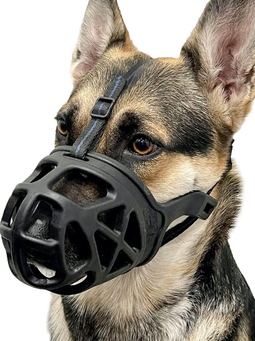 Barkless Black Silicone Basket Dog Muzzle Adjustable Strap 12-13.5"-New In Pkg